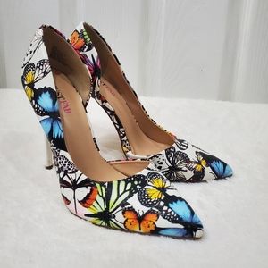 Justfab butterfly heels lexie pointed toe white